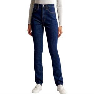 Abercrombie & Fitch‎ Dark Wash Slim Straight Ultra High Rise Jeans Plus Size 16